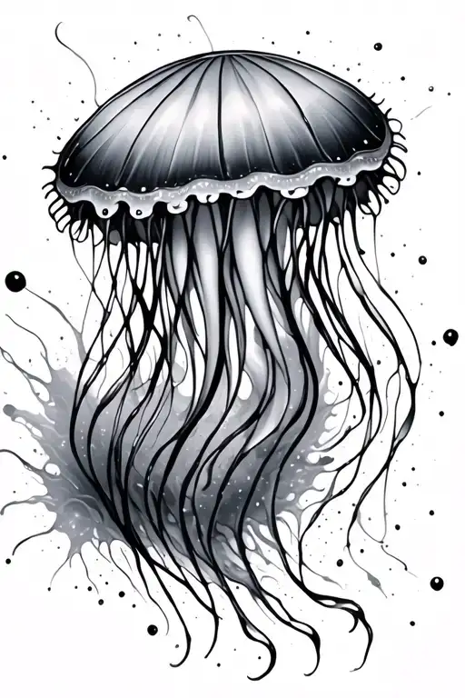 Jelly Fish With Ink Splatter