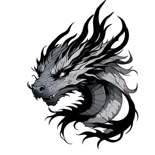 Dragon And Woman Face