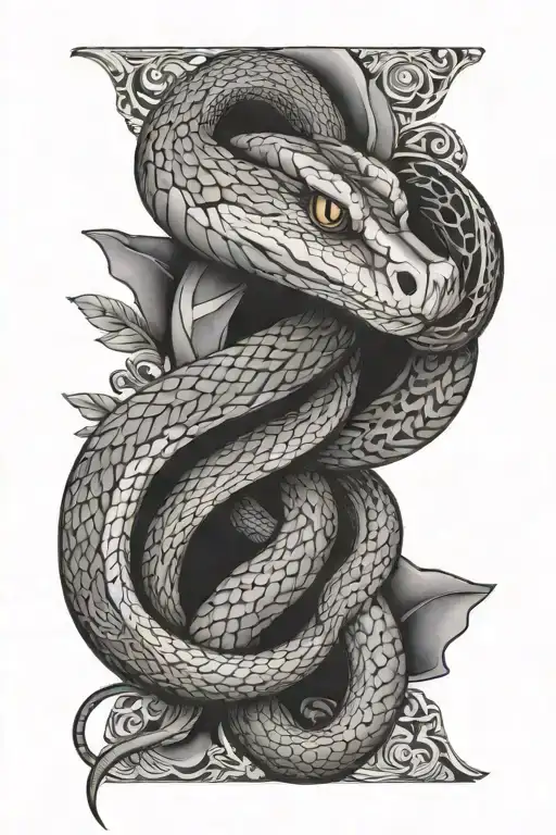 Snake And Patterns On Shoulder