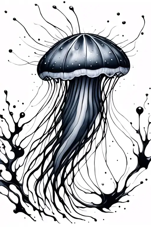 Jelly Fish With Ink Splatter