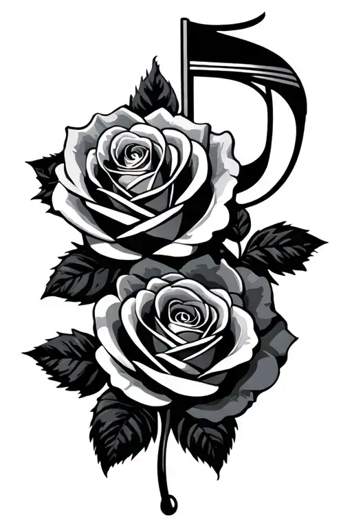 Piano Key Music Note Roses