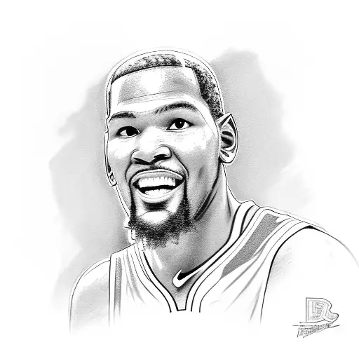 A Sketch-style Portrait Of Kevin Durant Holding A Basketball