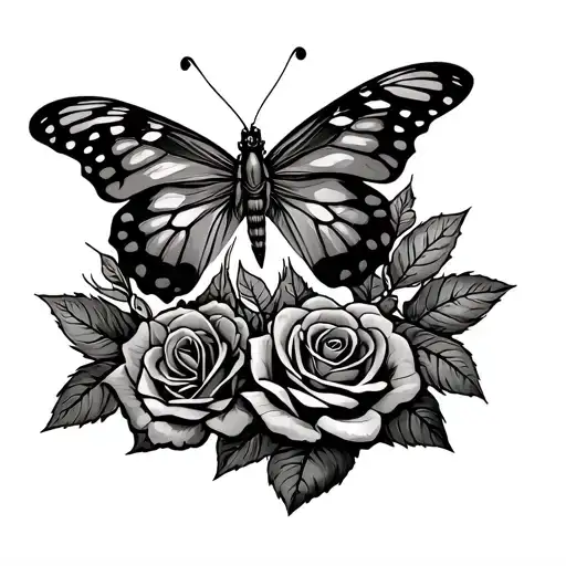 Buttefly With Money And Roses