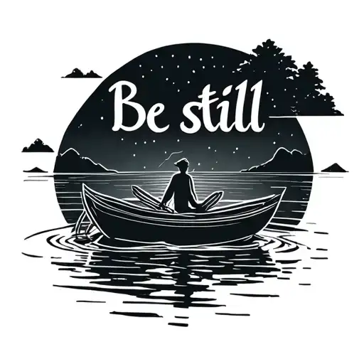 One Line Art With The Words Be Still And A Rowboat A Very Simple
