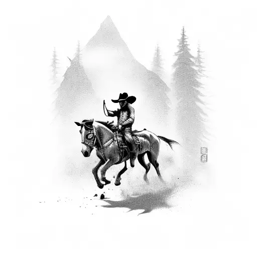 Cowboy On A Horse Western Background