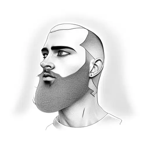 A Black And Grey Portrait Of Adam With A Barber's Razor In His Hand