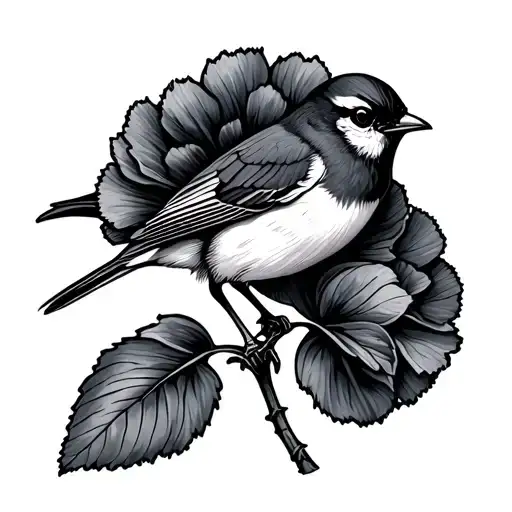 Carnation With A Robin Bird