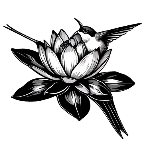 Hummingbird On A Water Lily