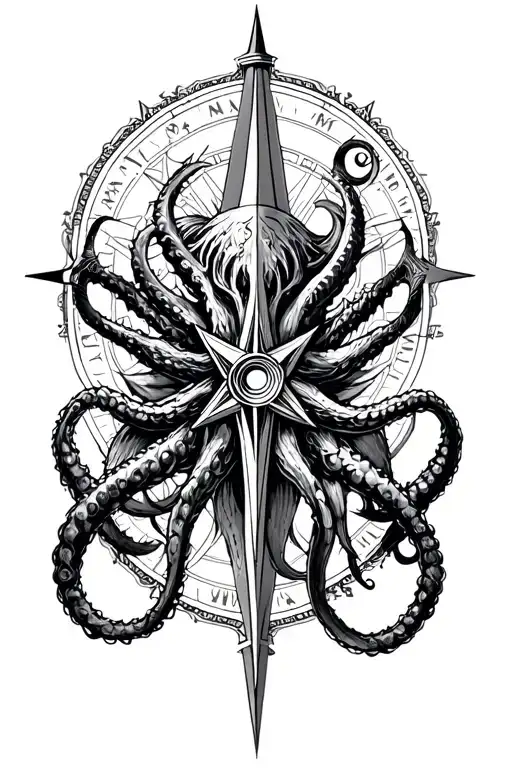 Nordic Detailed Compass Cthulhu Wrapping Around