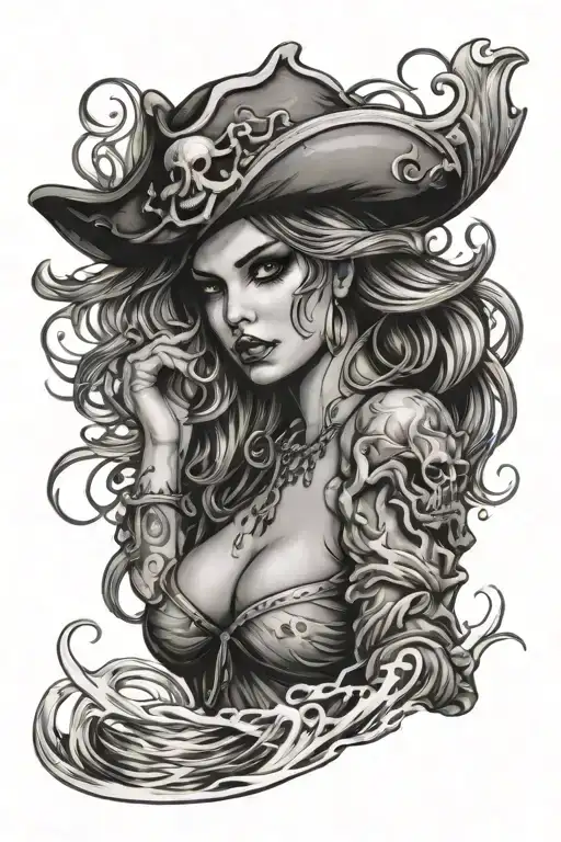 Pirate Sexy Chick Wrapped In Water Waves
