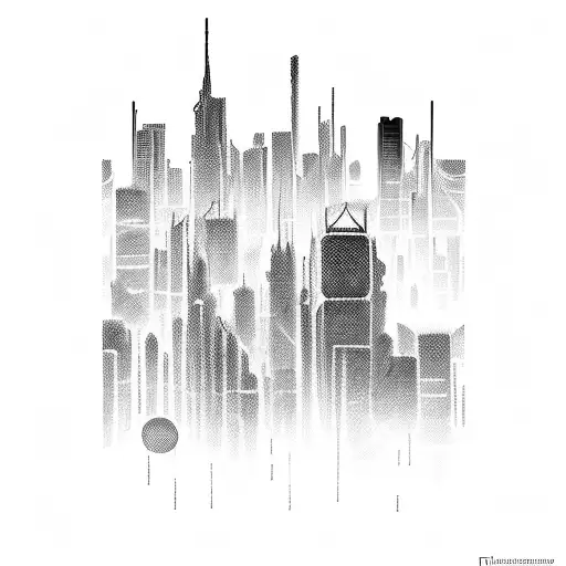 A Futuristic Cyberpunk Cityscape With A Computer Integrated Into The Skyline