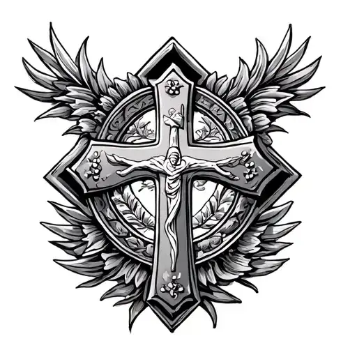 Christian Cross Surrounded With Italian Culture