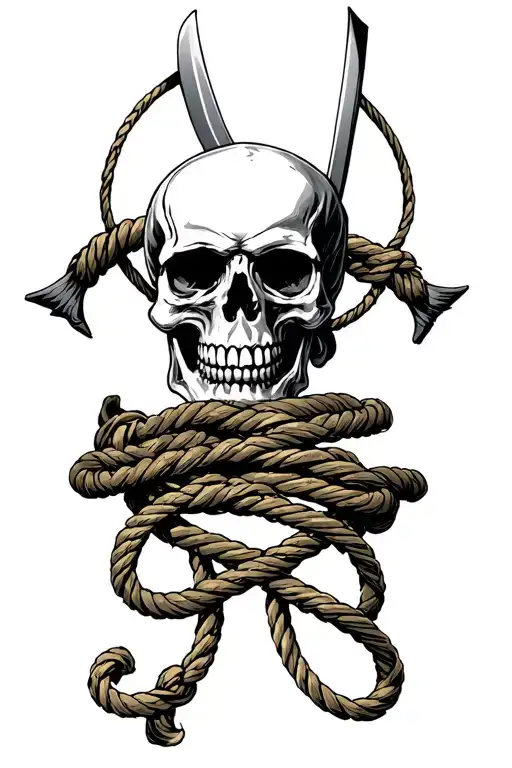 Skull Cutlass Flintlock Rope Intertwined