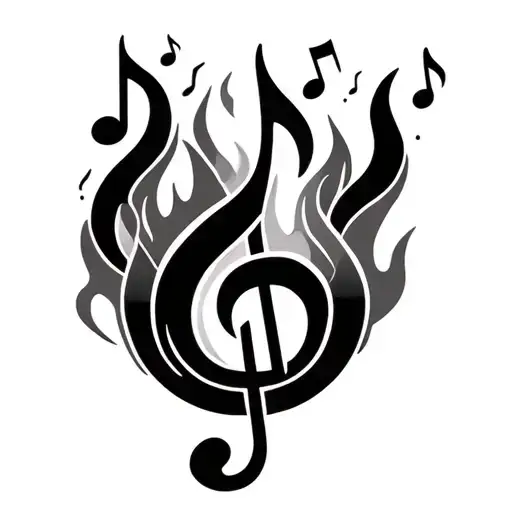 Music Notes On Fire