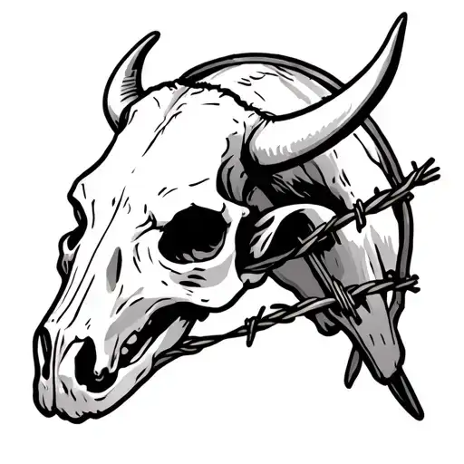 Cow Skull And Barb Wire