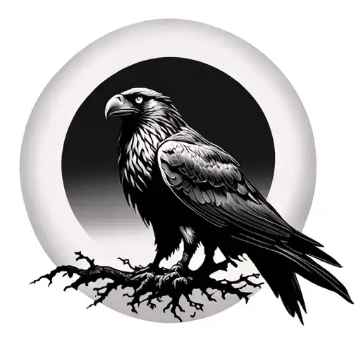 Tree Of Life With Eagel And Raven