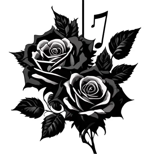 Piano Key Music Note Roses