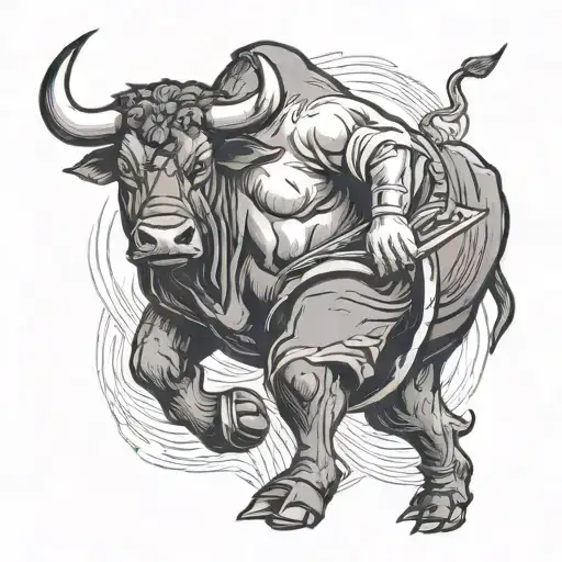 A Strong Worker Symbolized By A Bull Pulling A Heavy Load