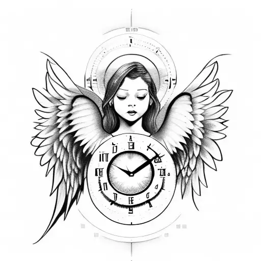 Angel Wing And Quote Saying She Was Too Beautiful For Earth With Clock And Flowers