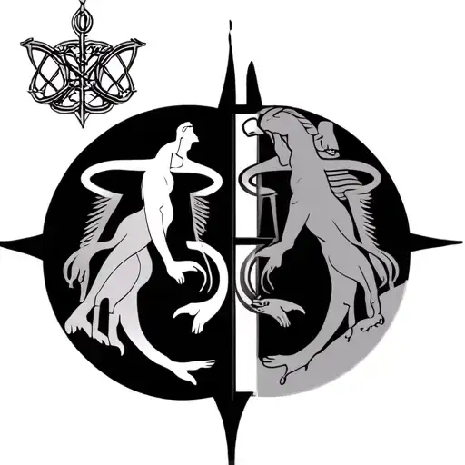 Greek Libra And Virgo Signs Intertwined