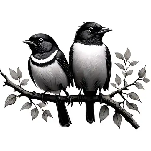 Birds On A Branch Black