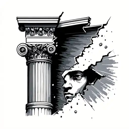 Greek Pillar Broken In Half