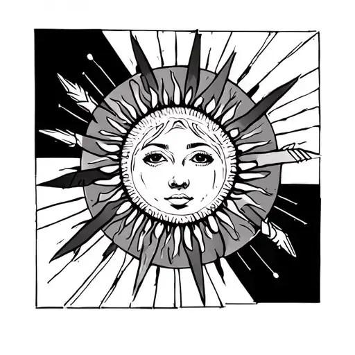 Sun In Middle Of Circles Arrows Pointing