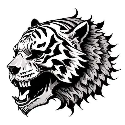 Bali Skull With Tiger Head