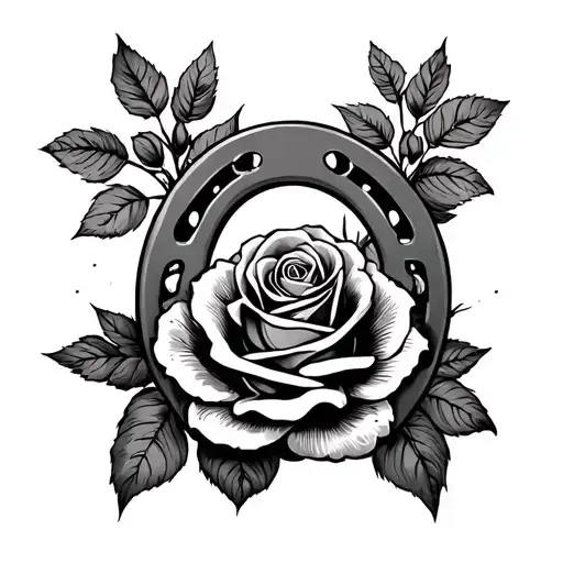 Horse Shoe And Roses Wrapped