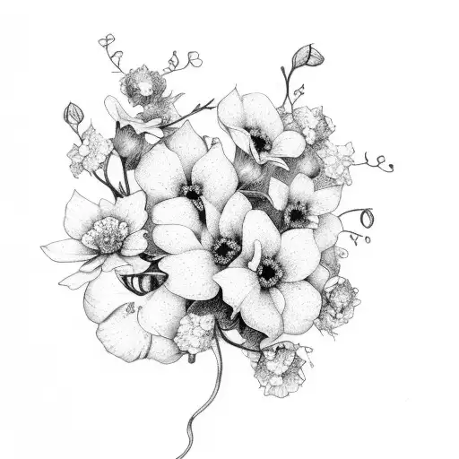 A Delicate Vine Of May And July Birth Flowers