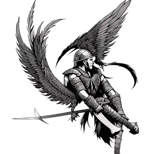 Filipino Warrior With Feather Helmet Engulfed Bone Wings