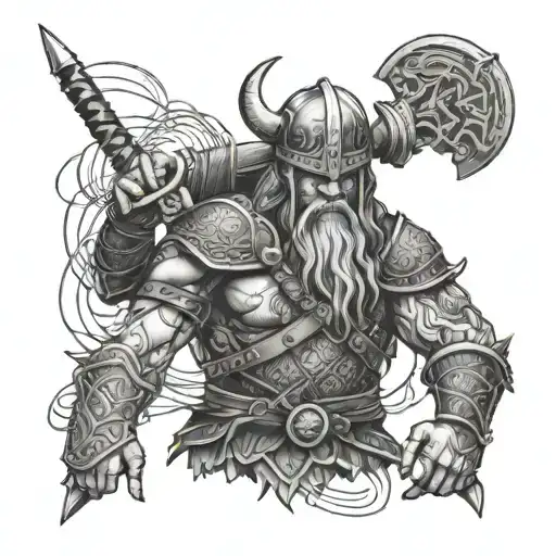 A Viking Warrior Wielding A Sword Made Of Circuitry And Wires