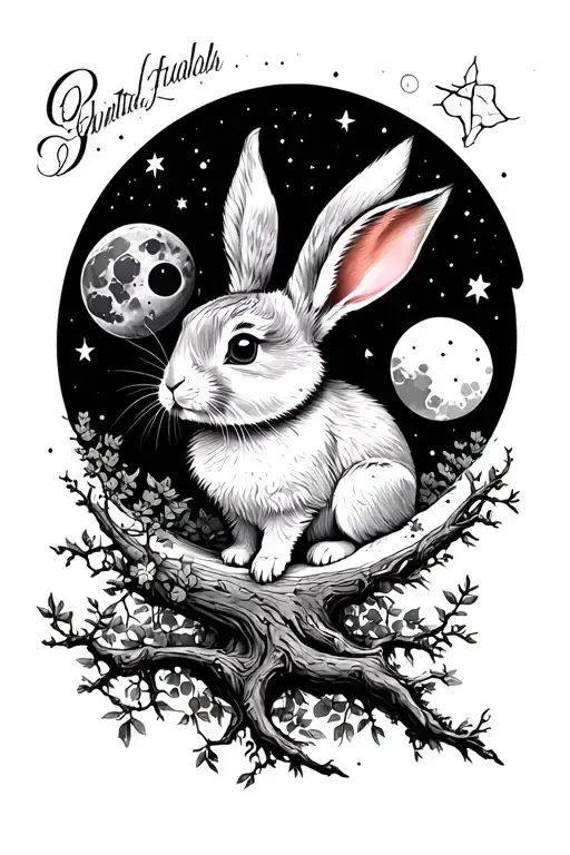 Bunny On A Moon Lunar Phases Tree Of Life