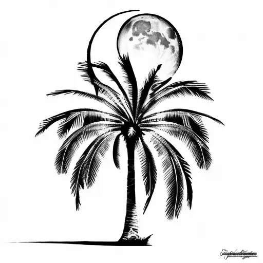 Palm Tree And Moon