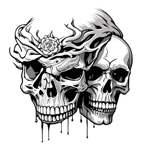 Skull And Three Whit Hell