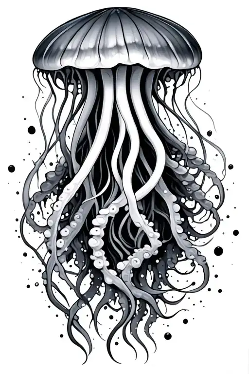 Jelly Fish With Ink Splatter Tentacles