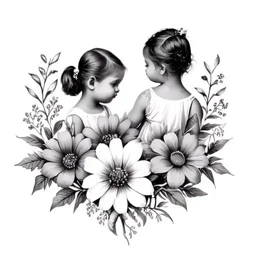 3 Australian Flowers Representing Kids Surrounding A Representation Of Mother