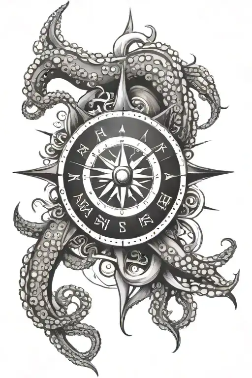 Compass With Octopus Tentacles