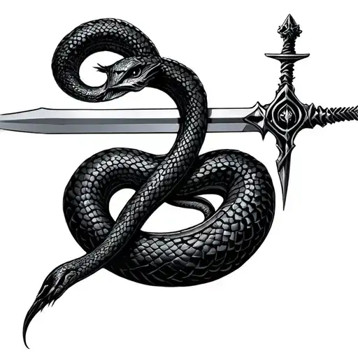 Sword Pierced Through A Snake