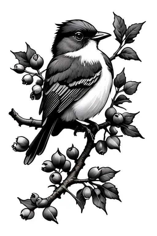 Shrike Bird On A Hawthorn Tree Branch