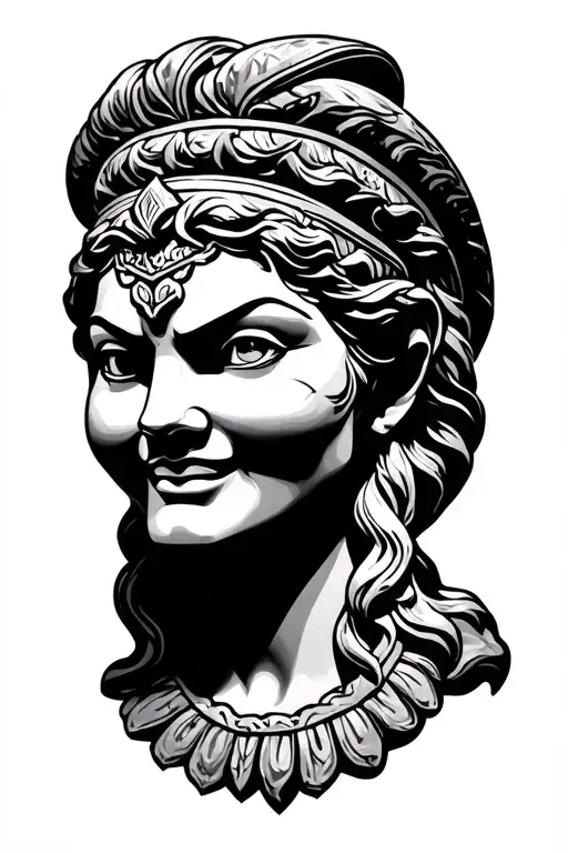 Artemis Statue Head Happy
