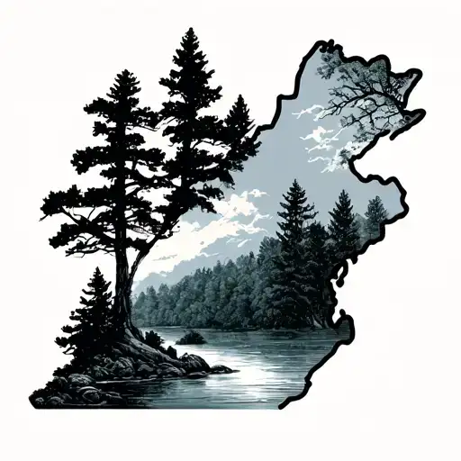 Kentucky Outline With Nature Design