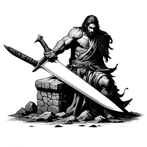 Aurthur Pulling Sword From Stone