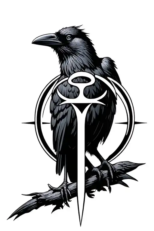 Crow With Gemini Symbol Merging