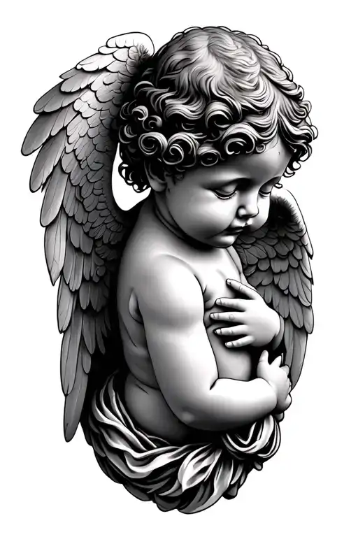 Angel Baby Statue Side Profile