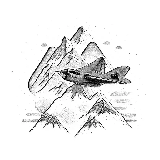 A Majestic Mountain Range With A Plane Flying Above It