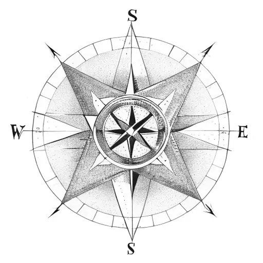 North Star With Compass Rose