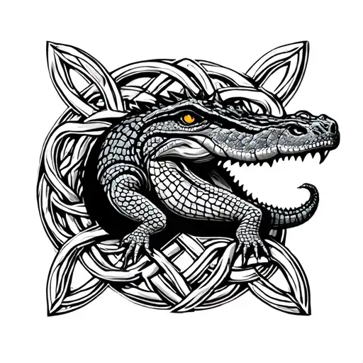 Crocodile Around Celtic Knot