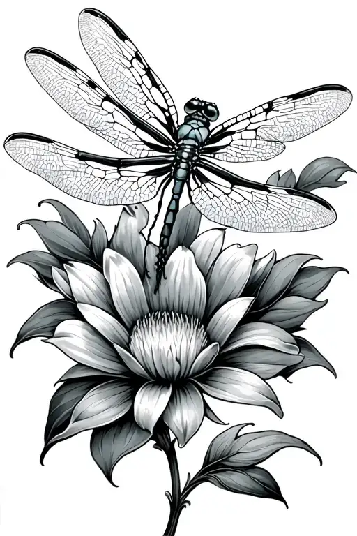 Dragonfly Resting On A Flower