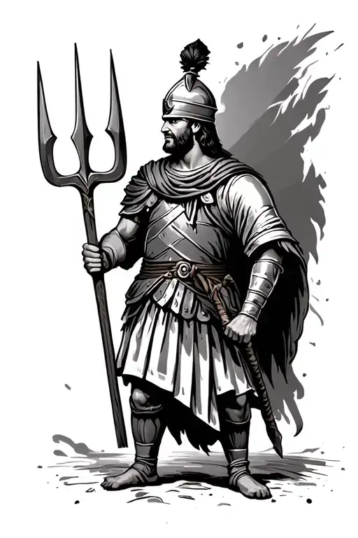 Roman Soldier Holding Pitchfork